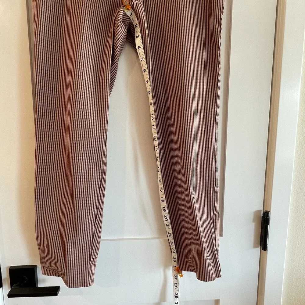 A New Day Womens Pants Side Zip Stretch Ankle High Rise Plaid Size 8‎ Brown Pink